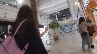 Public cumwalk at the mall!!! Sissi goes around with her face full of sperm
