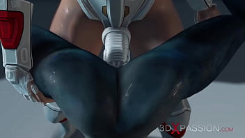 Female woman astronaut wearing spacesuit plays with an alien on the exoplanet