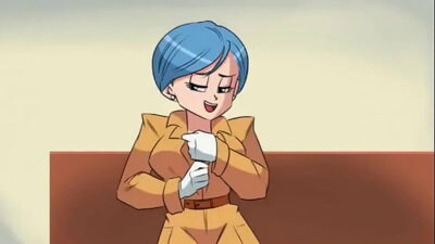 Hentai girl with blue hair and big boobs enjoys sex