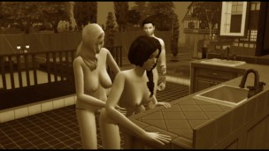 Vintage video. Group sex in a cafe. Group Orgies | Porno Game 3d