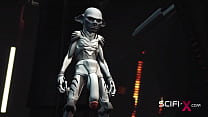 Super alien sex with a hot horny hottie in a spacecraft and a green alien