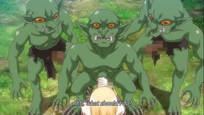 Blonde with big boobs fucks with goblins (Hentai)