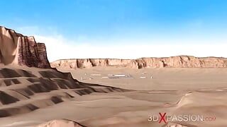 Secrets of Area 51. Sci-fi male android plays with a hot girl in the lab